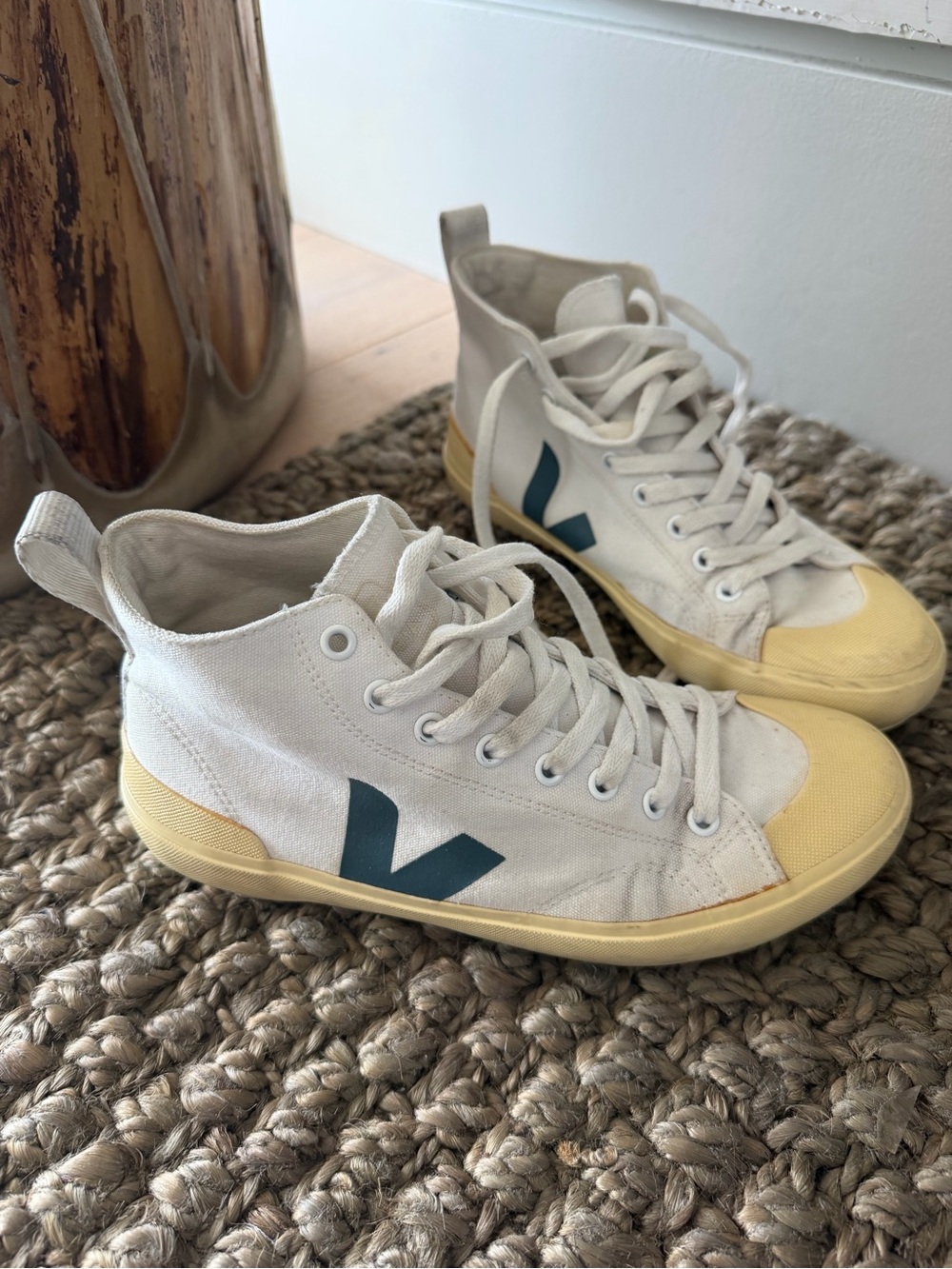 Veja High-Top Canvas Sneakers in White with  'V'